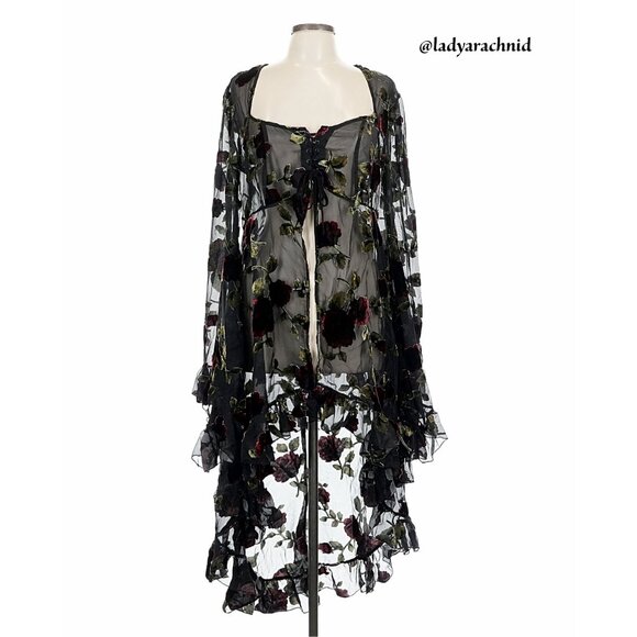 WIDOW Befallen Romance witchy velvet burnout duster jacket - Picture 2 of 11